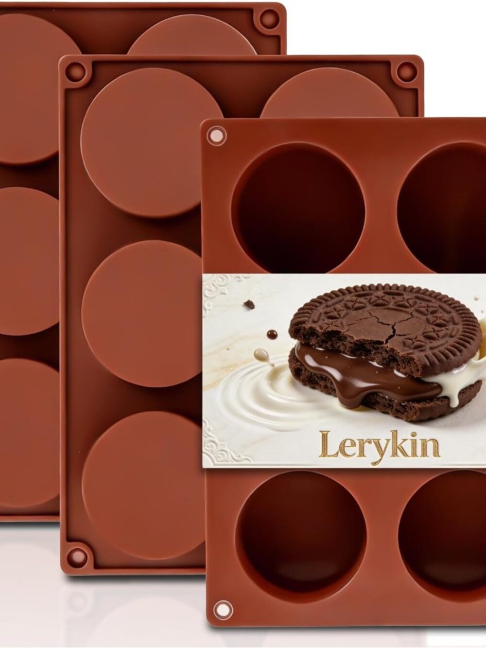 6-Cavity Silicone Baking Mold Non-Stick, 3 Pack Round Cylinder Chocolate Covered